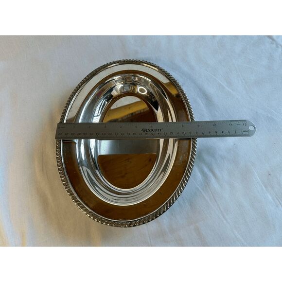 Small Silver Serving Platter with Lid & Handles, Mid Century, Classic, Elegant - Picture 3 of 9